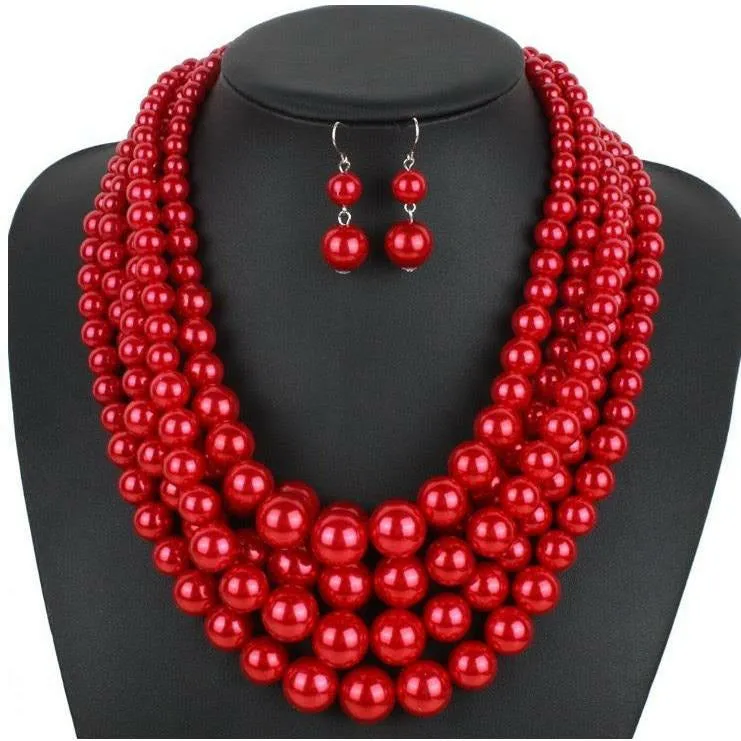 Sandra Multilayered Pearl Necklace Set