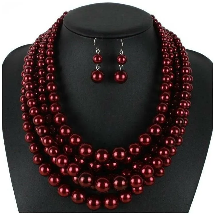 Sandra Multilayered Pearl Necklace Set