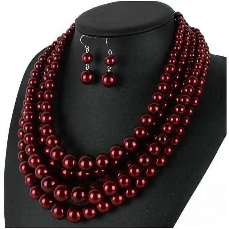 Sandra Multilayered Pearl Necklace Set