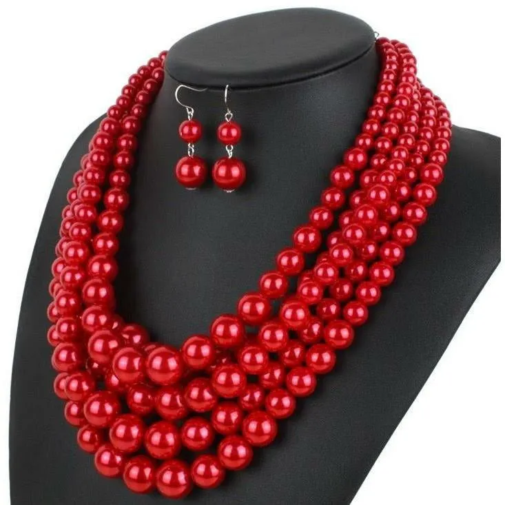 Sandra Multilayered Pearl Necklace Set