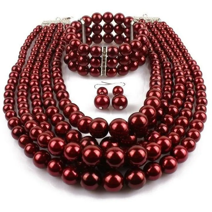 Sandra Multilayered Pearl Necklace Set