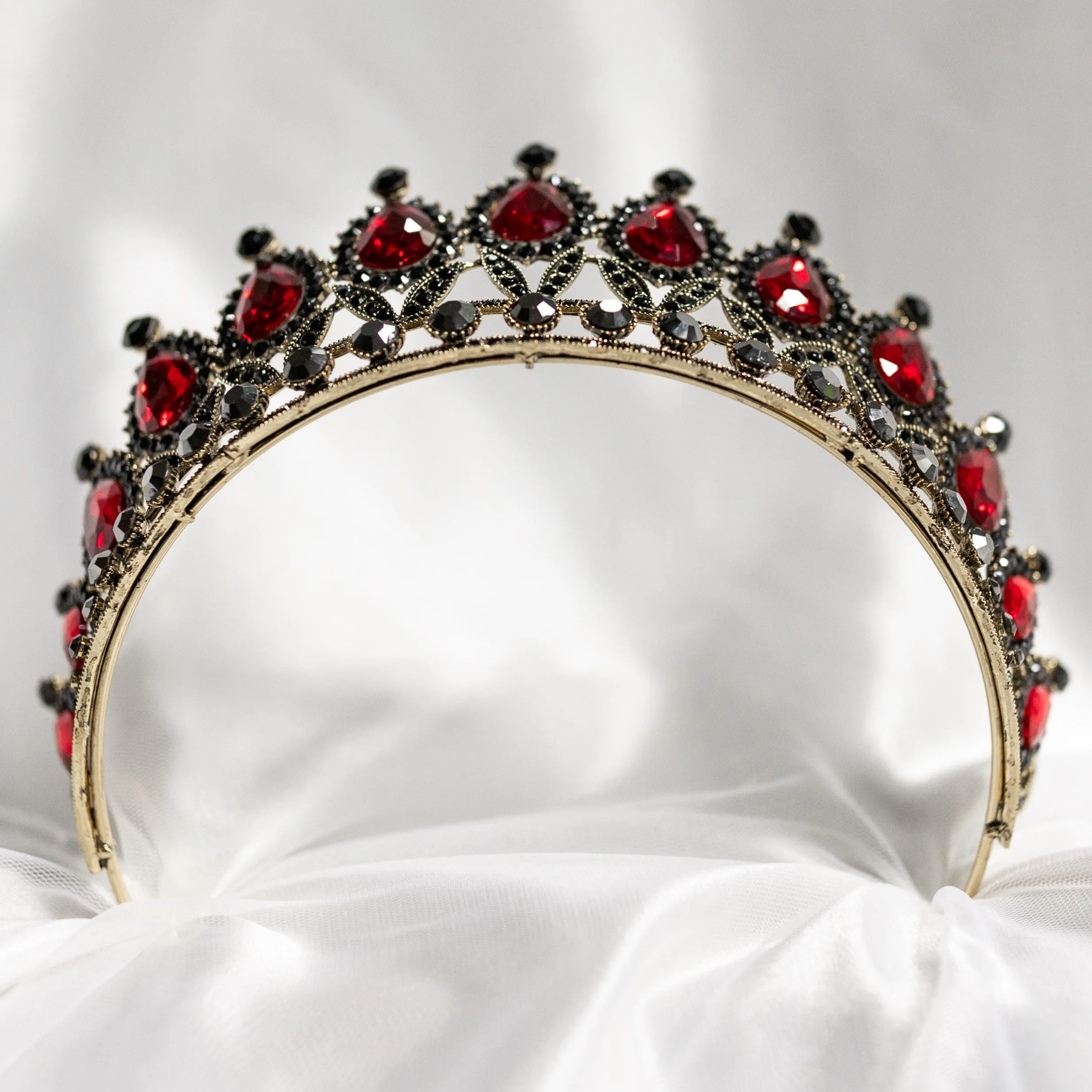 Saya’s Tiara in Faux Red Ruby & Antique Gold