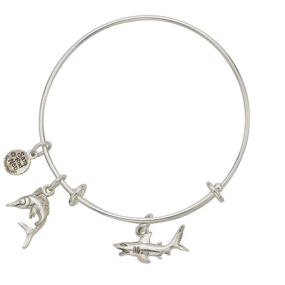 Shark Marlin Charm Bangle Bracelet