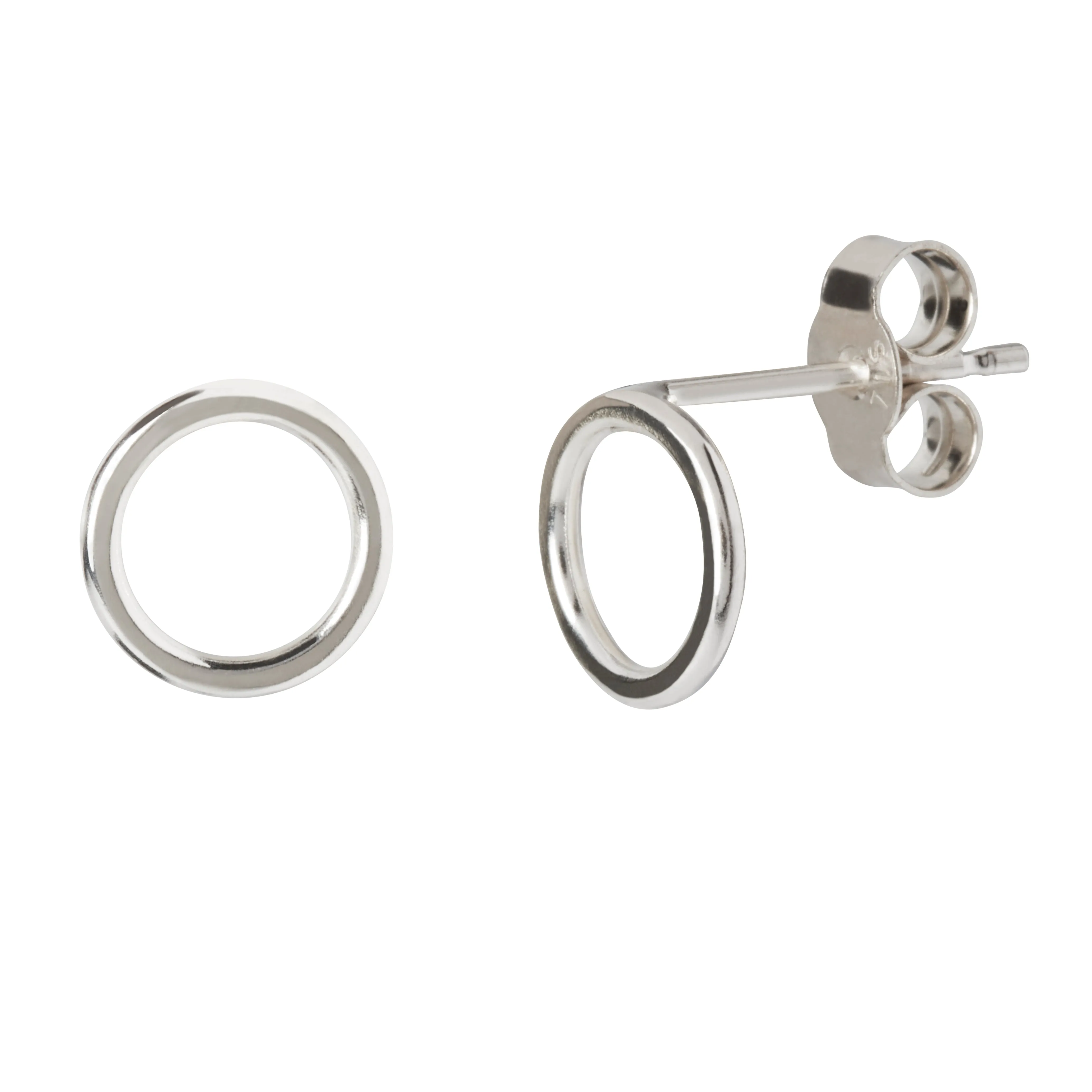 Silver Circle Stud Earrings