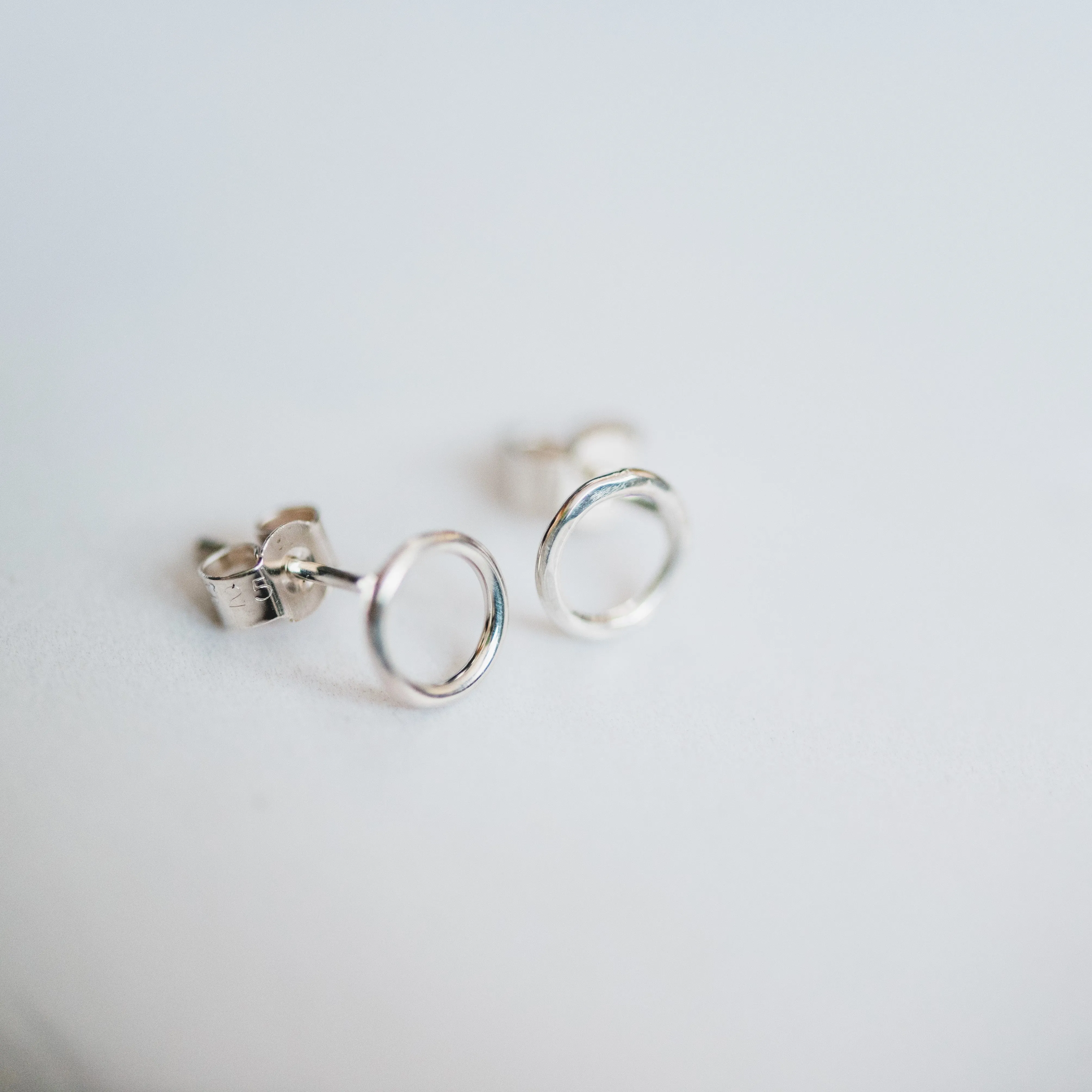 Silver Circle Stud Earrings