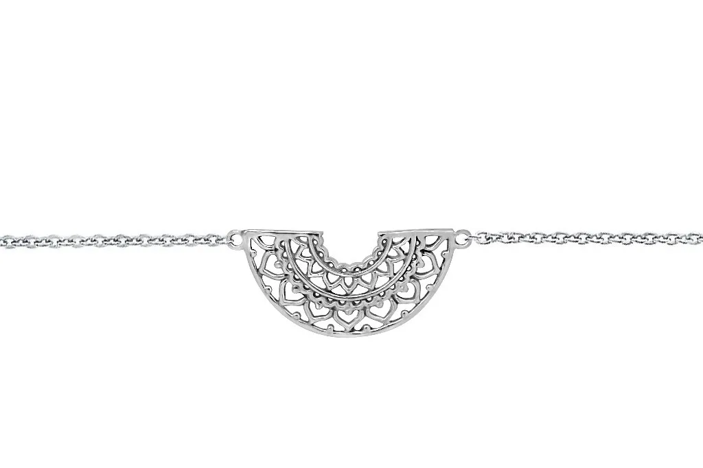 Silver Half Mandala Bracelet