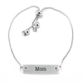 Silver Mom Adjustable Bar Bracelet