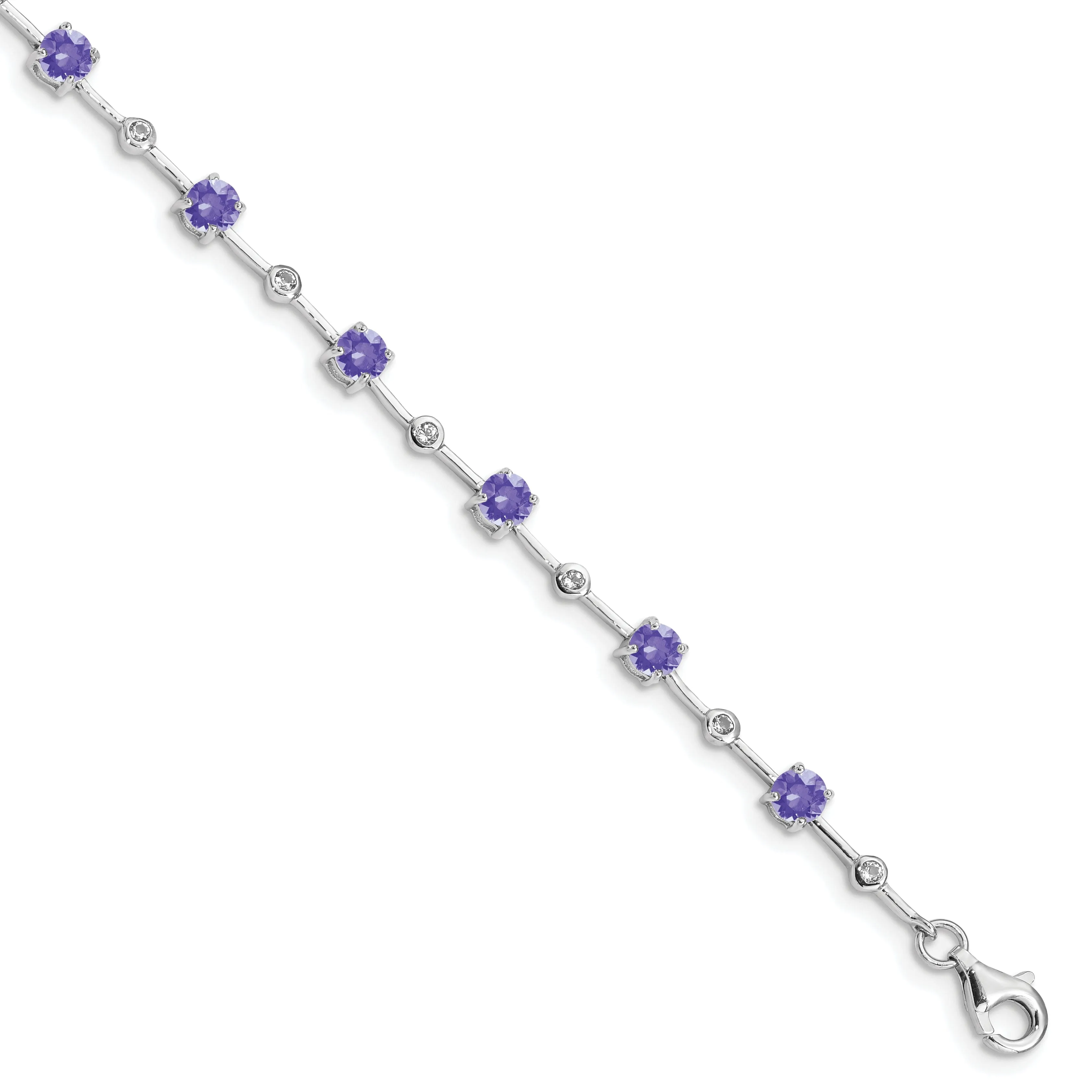 Silver Tanzanite Bezel Topaz Gemstone Bracelet