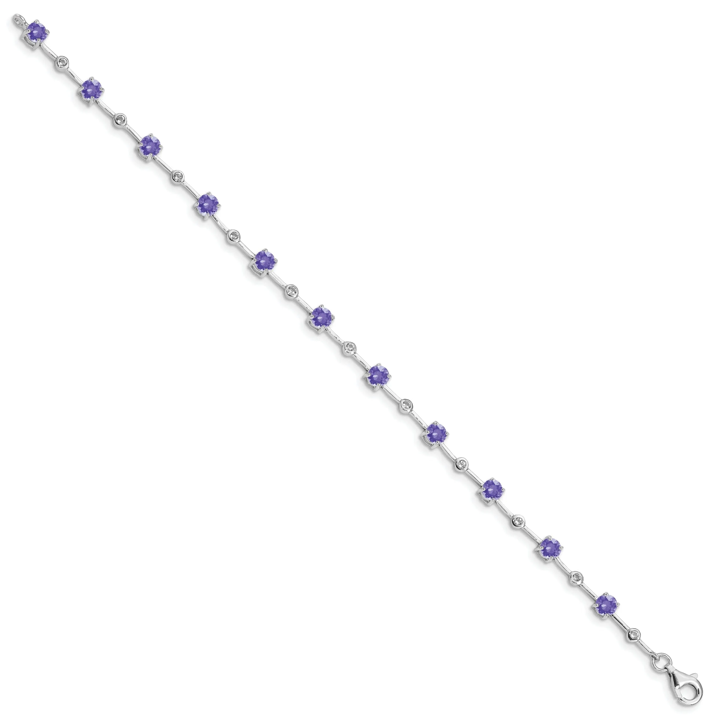 Silver Tanzanite Bezel Topaz Gemstone Bracelet