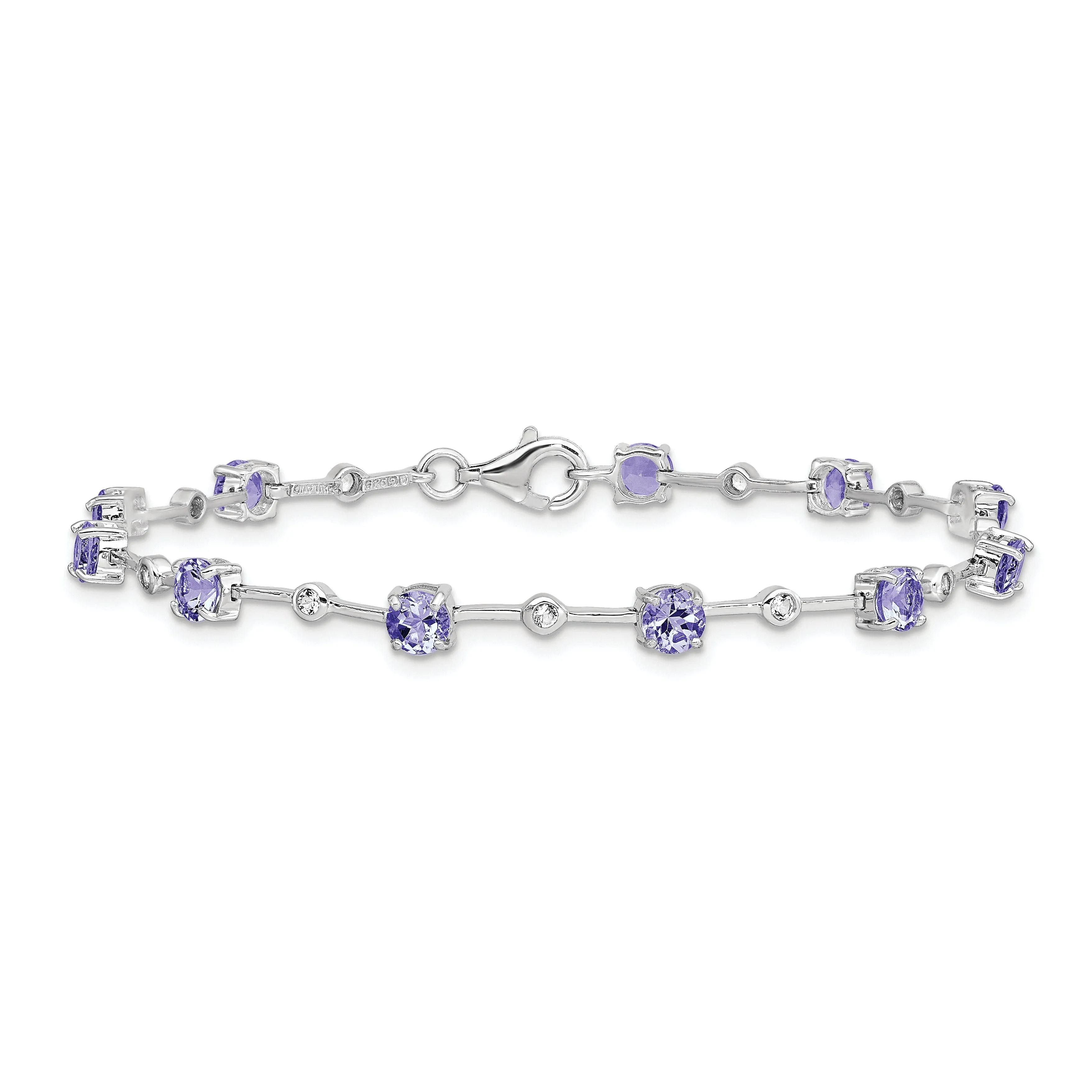 Silver Tanzanite Bezel Topaz Gemstone Bracelet