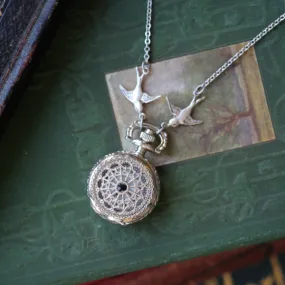 Small Pocket Watch Pendant Necklace in Silver:  Choose from Three Options