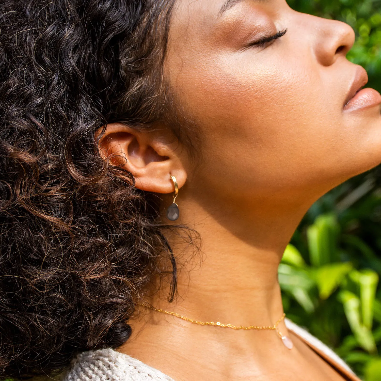 Smoky Quartz Huggie Earrings