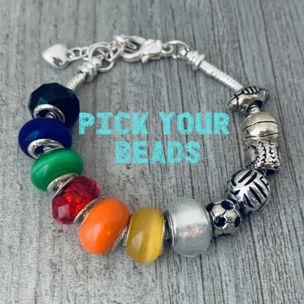 Softball Beaded Charm Bracelet- Pick Colors