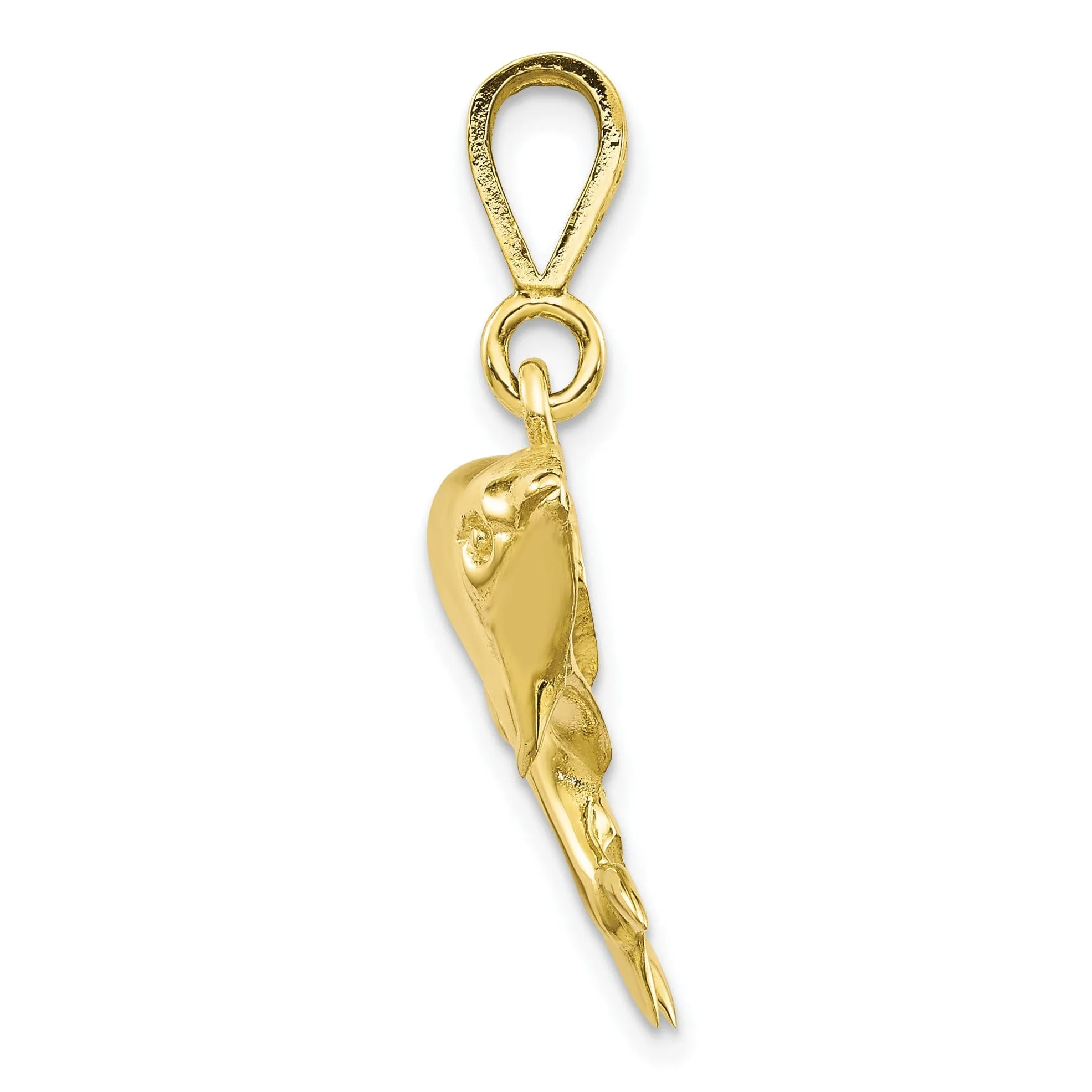 Solid 10k Yellow Gold Polished Twin Dolphins Pendant