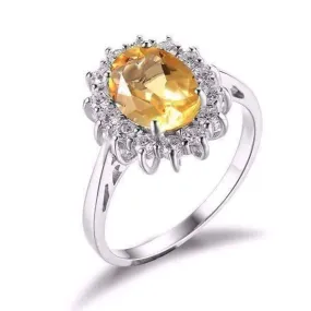 Spanish Gold Halo 2.5CT Genuine Citrine IOBI Precious Gems Ring