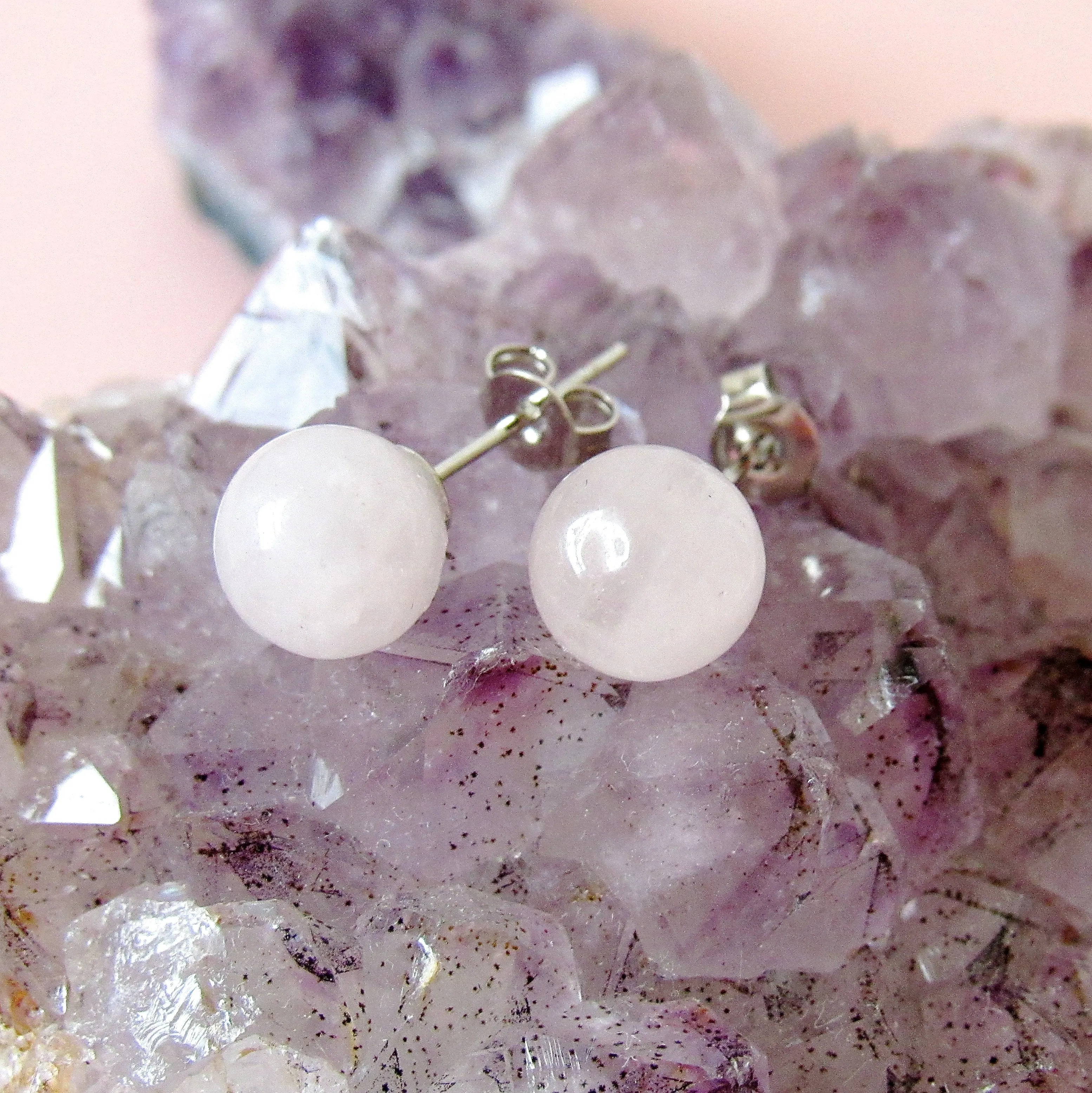 Spherical Rose Quartz Earrings