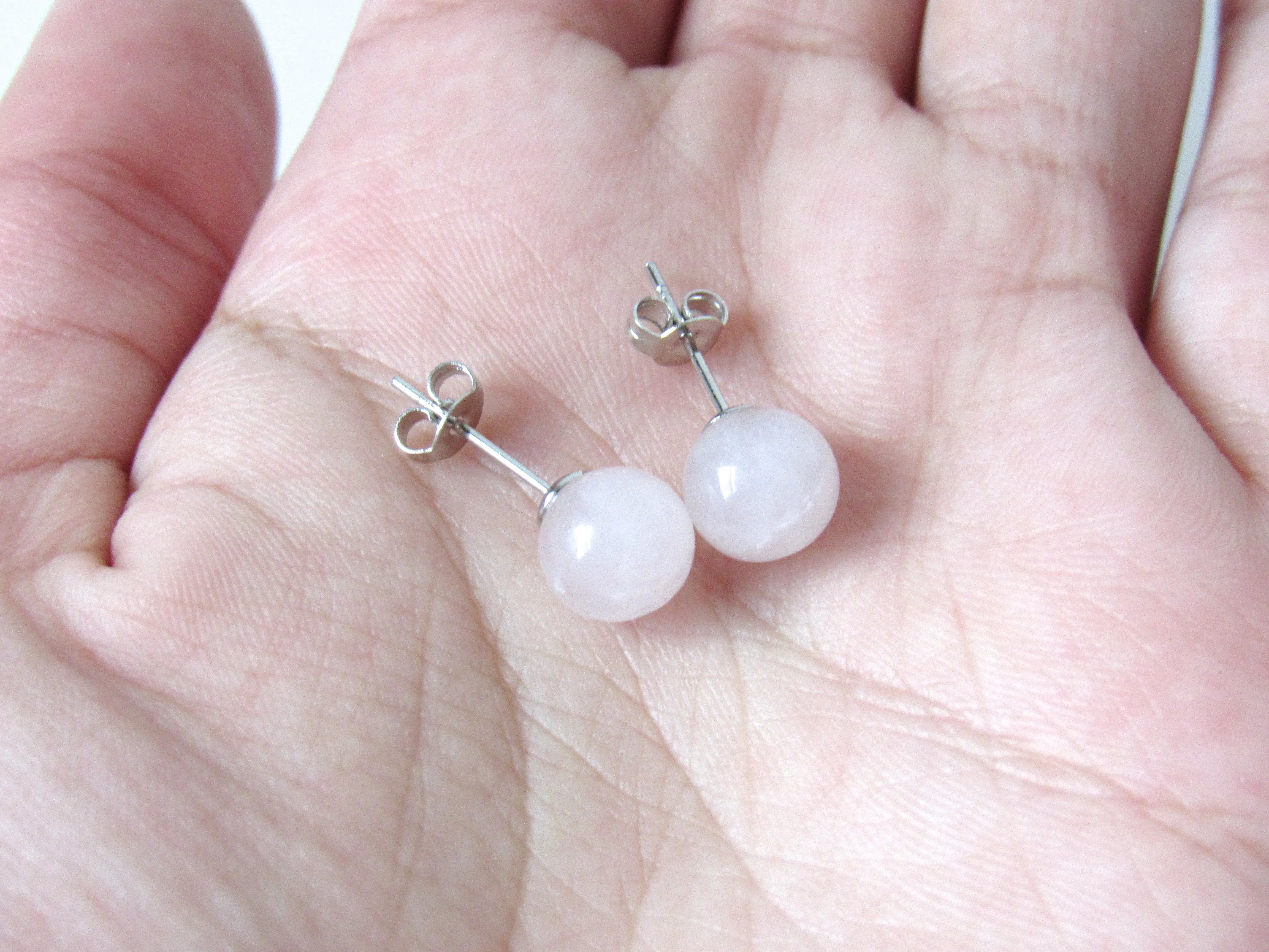 Spherical Rose Quartz Earrings