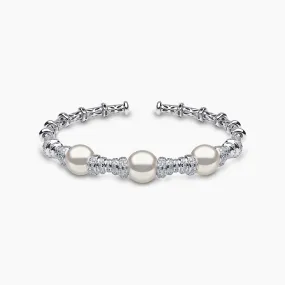 Starlight 18K Gold Freshwater Pearl and Diamond Bangle