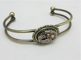 Steampunk Bracelet - Cuff - In the Works - Steampunk watch parts cuff - Bracelet - Light Topaz