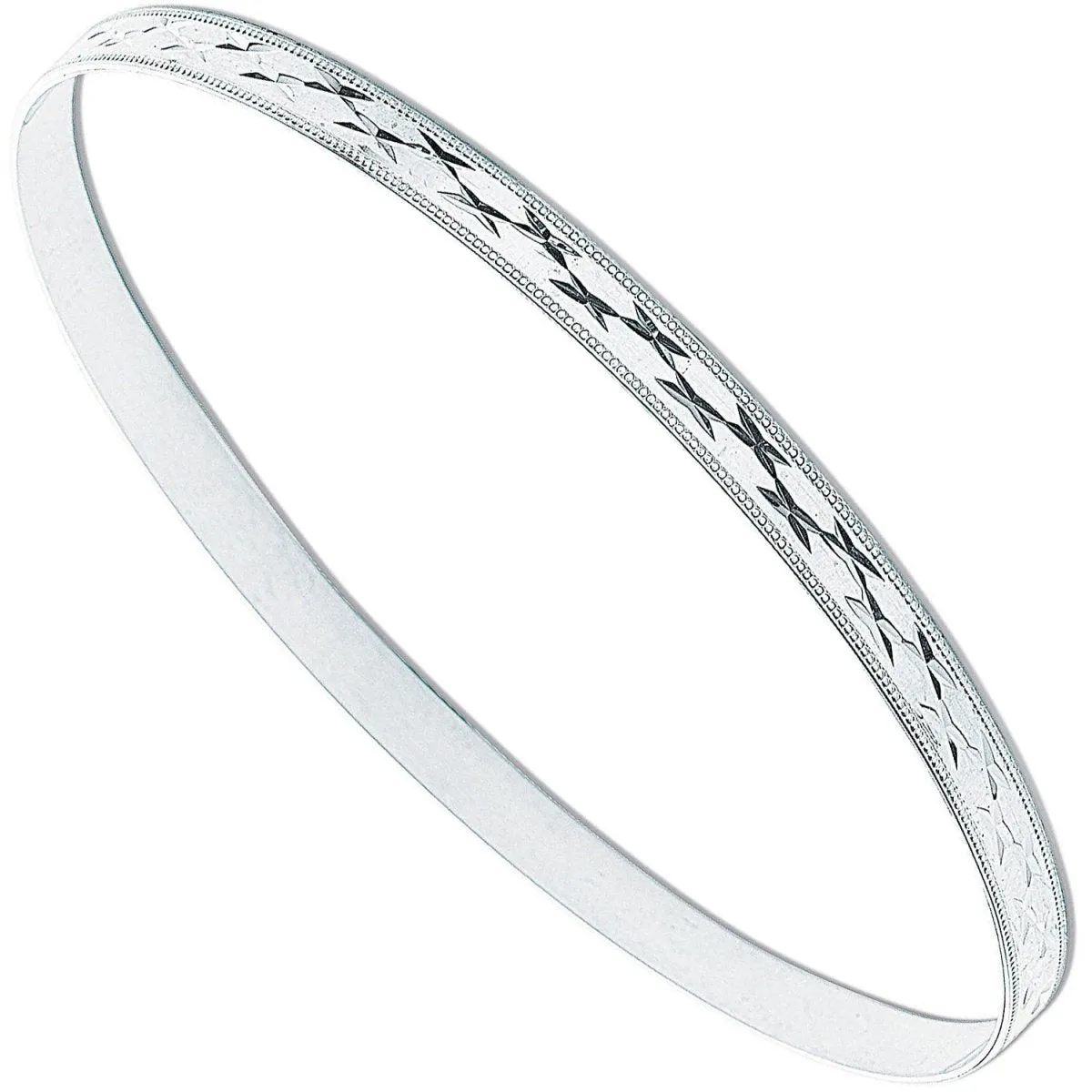 Sterling Silver 4mm Diamond-Cut Bangle