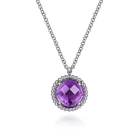 Sterling Silver Amethyst Center and Bujukan Pendant Necklace