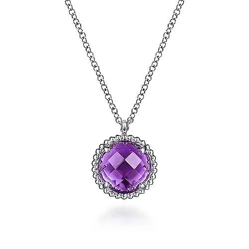 Sterling Silver Amethyst Center and Bujukan Pendant Necklace