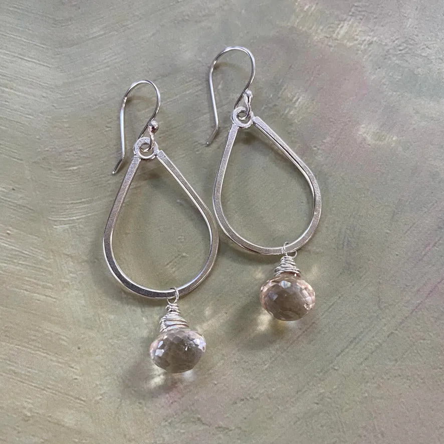 Sterling Silver & Peach Quartz Earrings