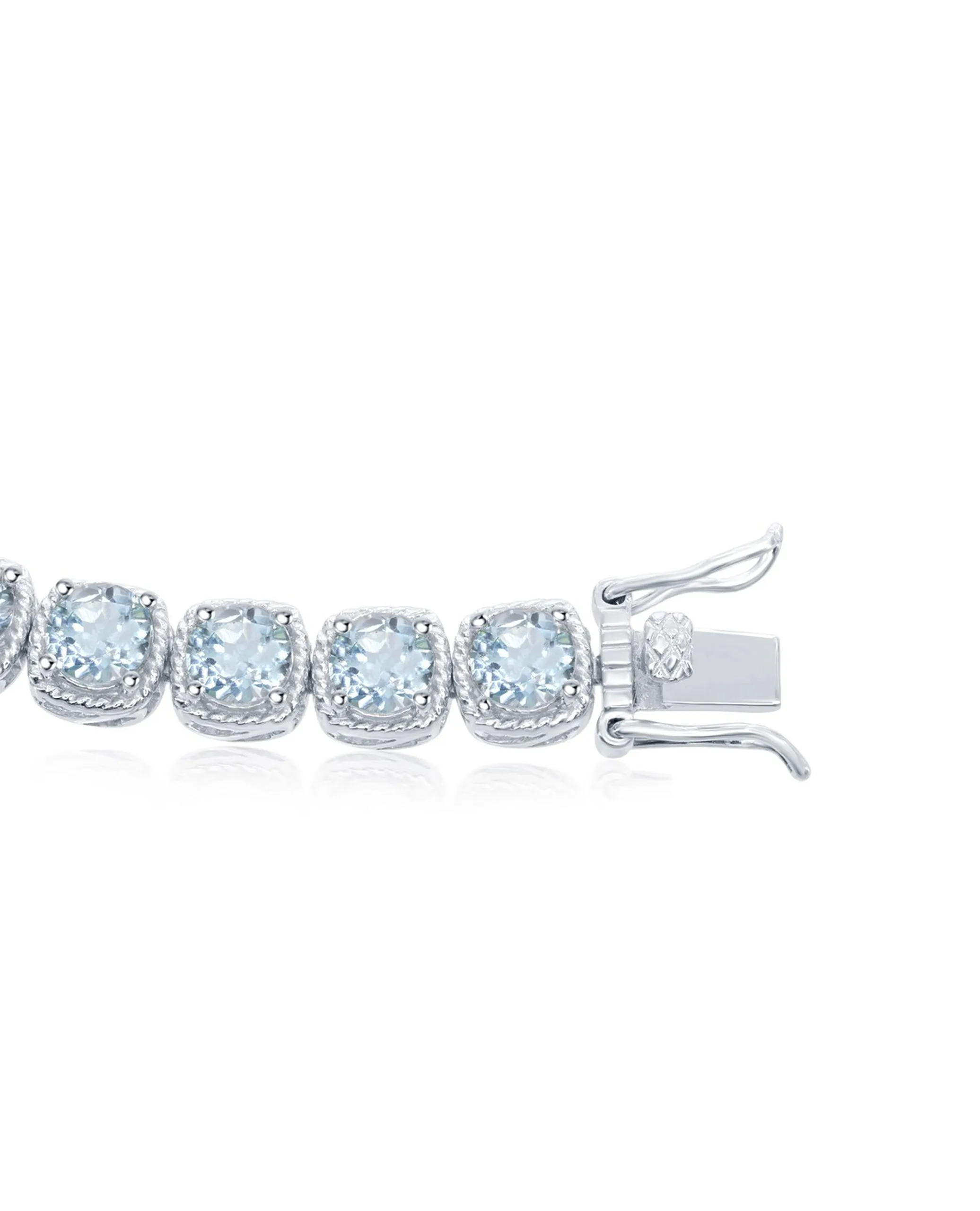 Sterling Silver Blue Topaz and CZ Bracelet