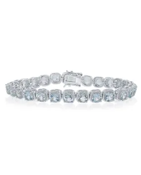 Sterling Silver Blue Topaz and CZ Bracelet