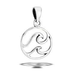 Sterling Silver Double Wave Pendant