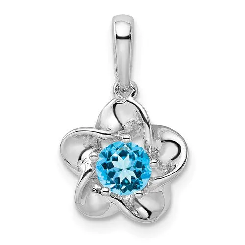 Sterling Silver Flower Pendant - Various Birthstone Choices