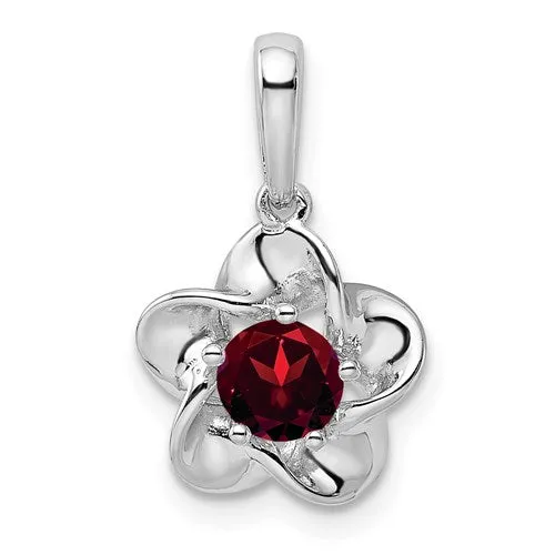 Sterling Silver Flower Pendant - Various Birthstone Choices