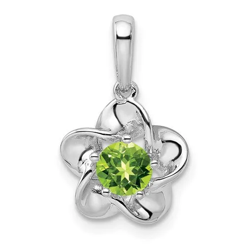 Sterling Silver Flower Pendant - Various Birthstone Choices