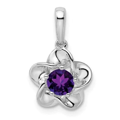 Sterling Silver Flower Pendant - Various Birthstone Choices