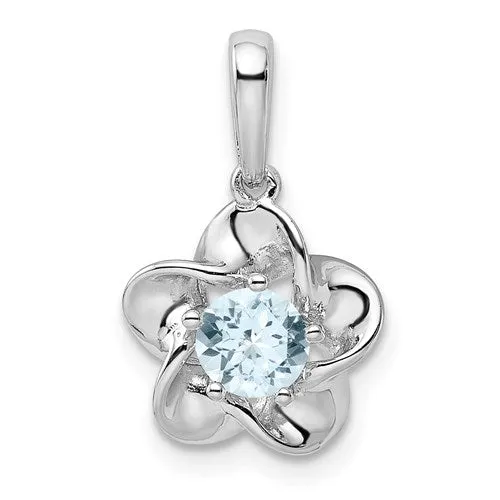 Sterling Silver Flower Pendant - Various Birthstone Choices