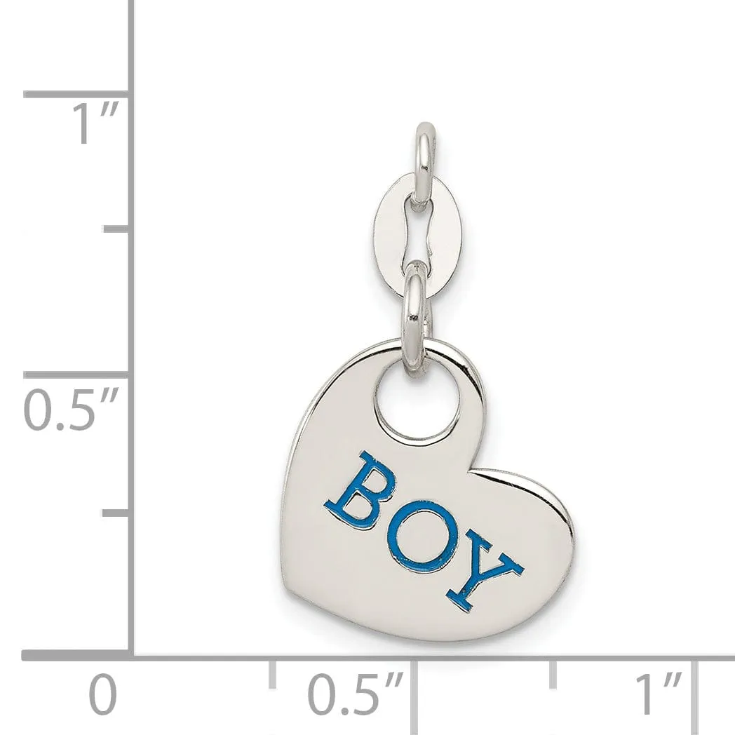 Sterling Silver Polished Enamel Boy Charm