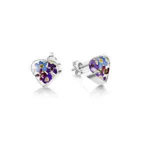 Sterling Silver Purple Haze Heart Stud Earrings