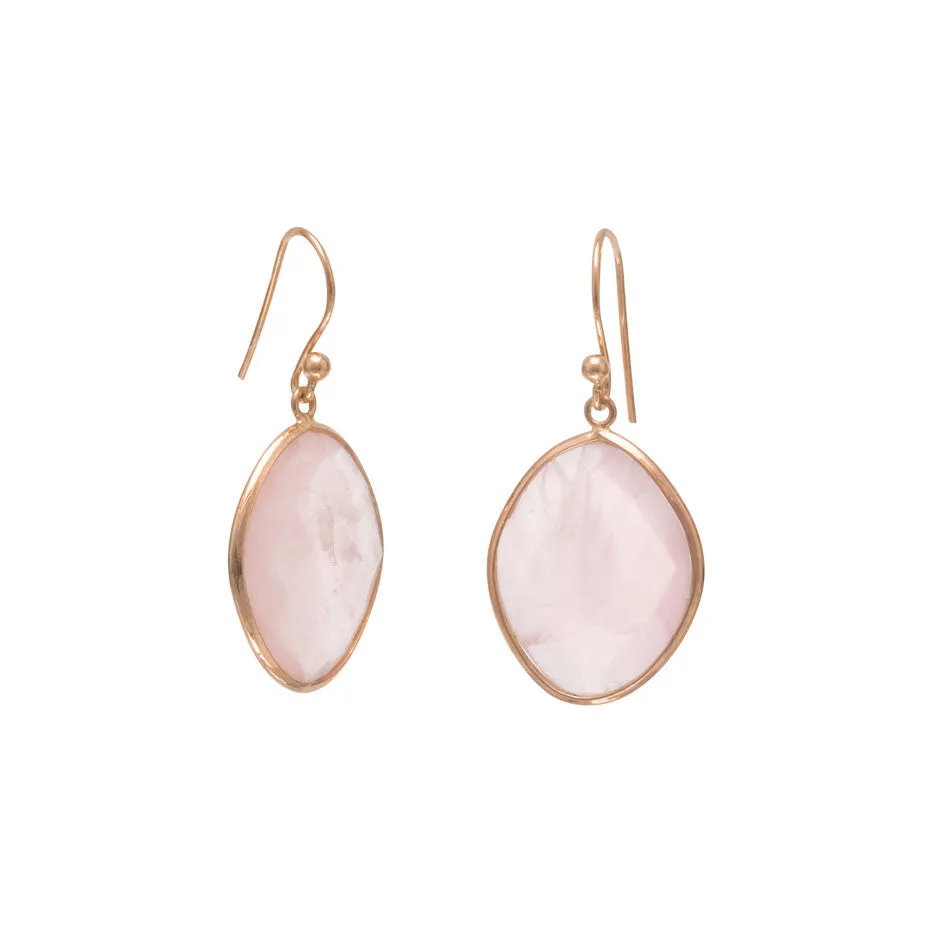 Sterling Silver Rose Gold Plated Rose Quartz Earrings