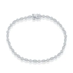 Sterling Silver Round and Marquise Shapes Cubic Zirconia Tennis Bracelet (97623)