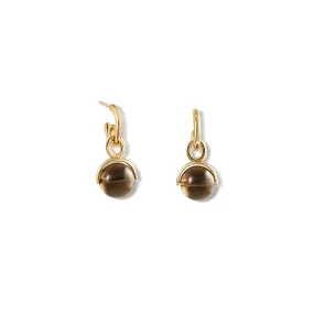 Stirrup Earring Drops Yellow Gold - Smoky Quartz