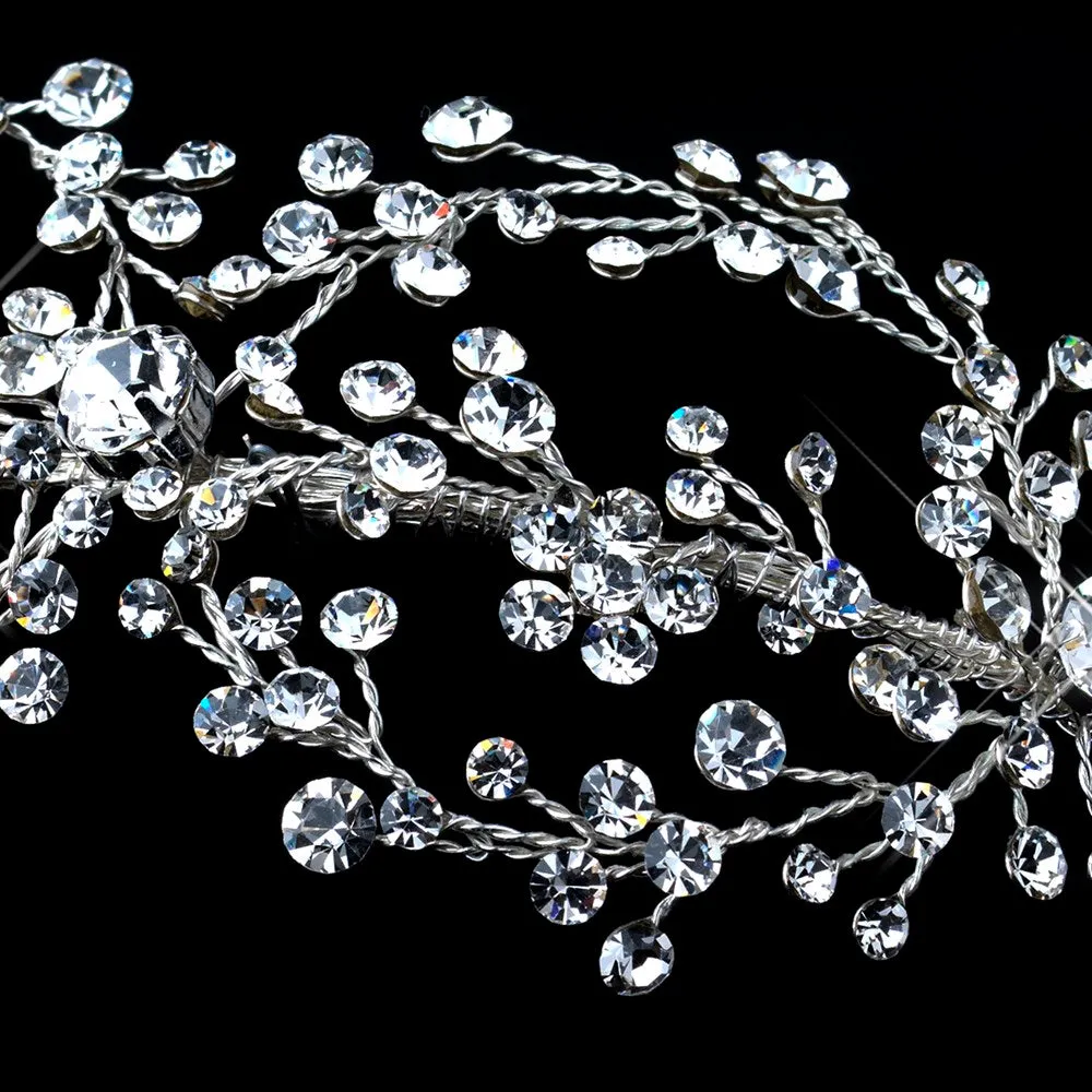 Stunning Hand-Wired Crystal Couture Bridal Hair Vine Headband