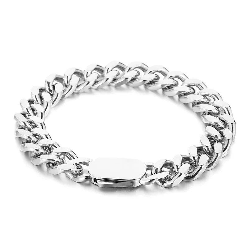 Stylish Four-Sided Gold-Plated Cuban Bracelet for Men - Hip-Hop Titanium Steel Jewelry