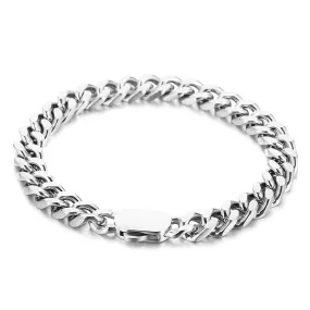 Stylish Four-Sided Gold-Plated Cuban Bracelet for Men - Hip-Hop Titanium Steel Jewelry