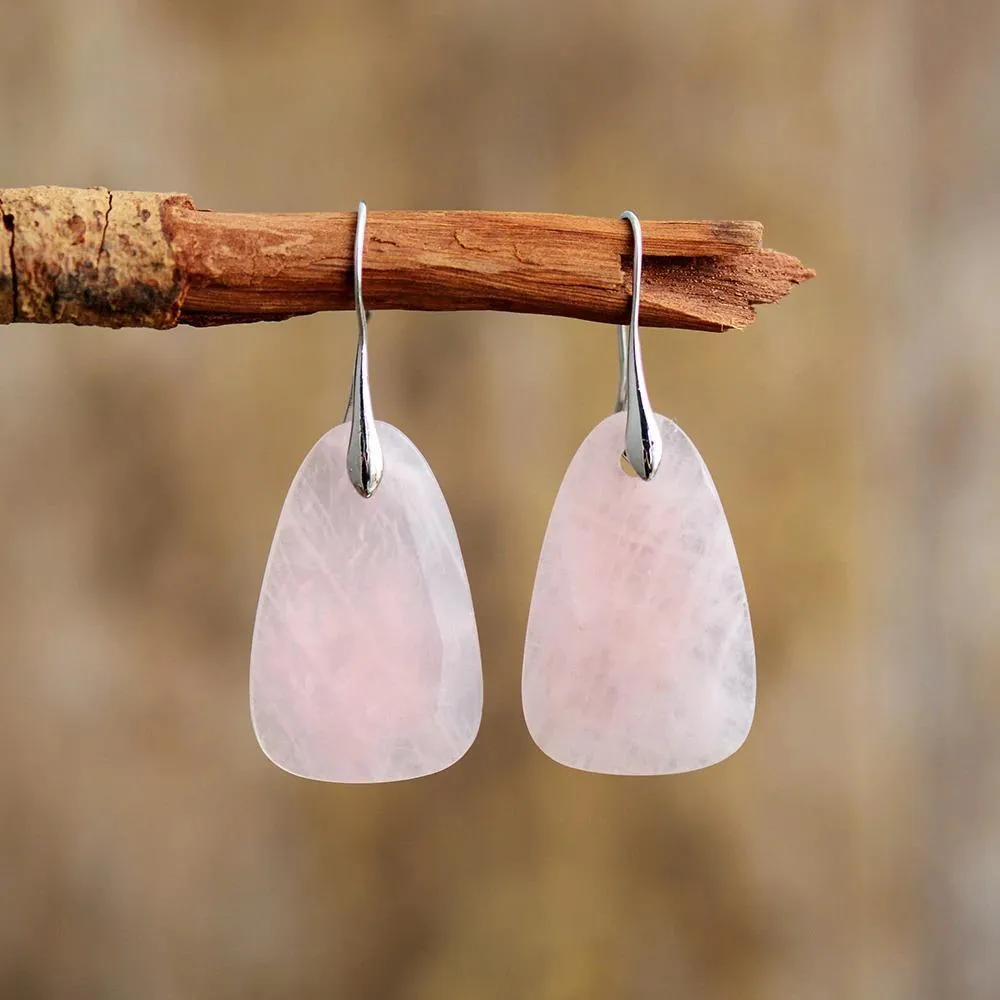 Sunrise Rose Quartz Drop Earrings