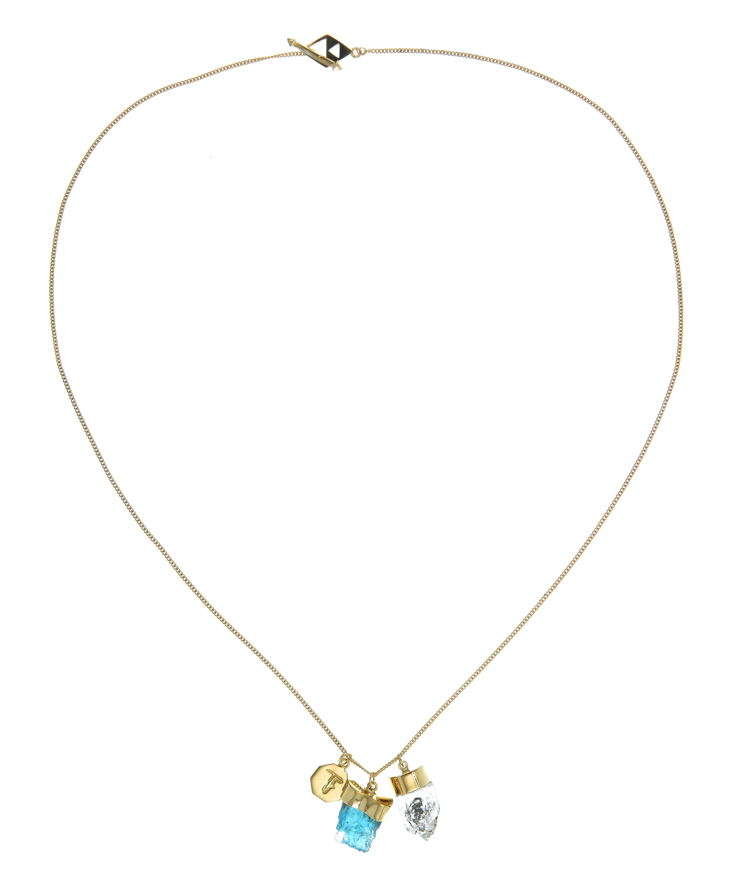 SUPERPOWER CHARM NECKLACE - APATITE & DIAMOND QUARTZ - GOLD