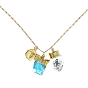 SUPERPOWER CHARM NECKLACE - APATITE & DIAMOND QUARTZ - GOLD