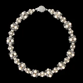 Swarovski Crystal & Pearl Cluster Necklace