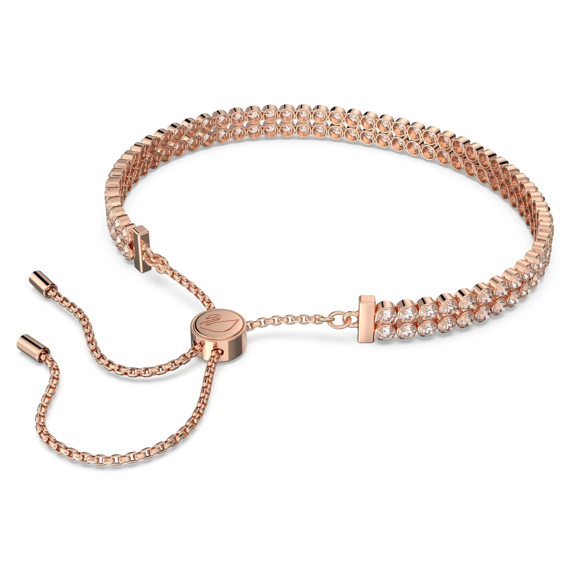 Swarovski Matrix Tennis Women's Bracelet, with Clear Crystals on a Rose-Gold Tone Plated Setting with Bolo Closure