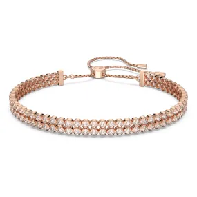 Swarovski Matrix Tennis Women's Bracelet, with Clear Crystals on a Rose-Gold Tone Plated Setting with Bolo Closure