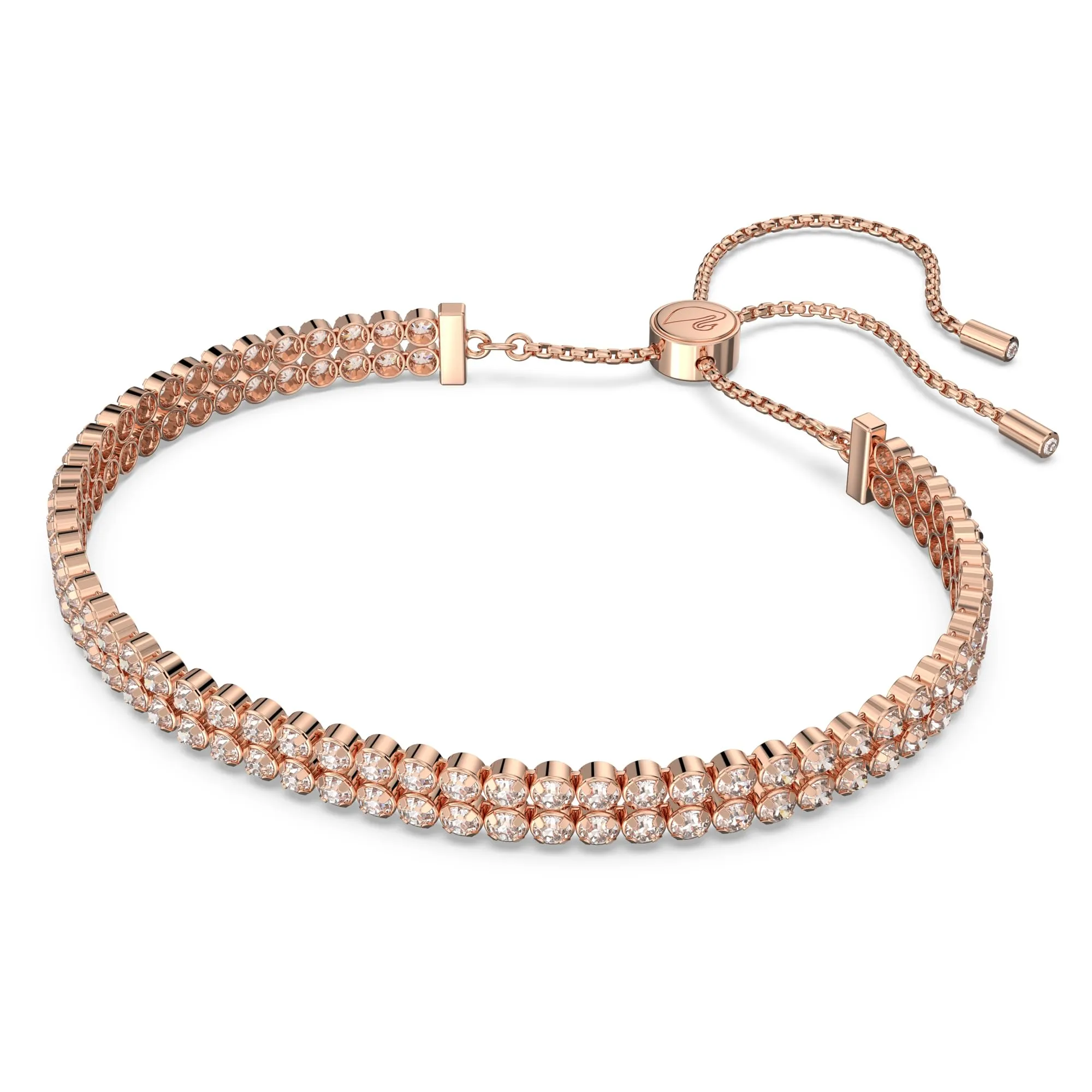 Swarovski Matrix Tennis Women's Bracelet, with Clear Crystals on a Rose-Gold Tone Plated Setting with Bolo Closure